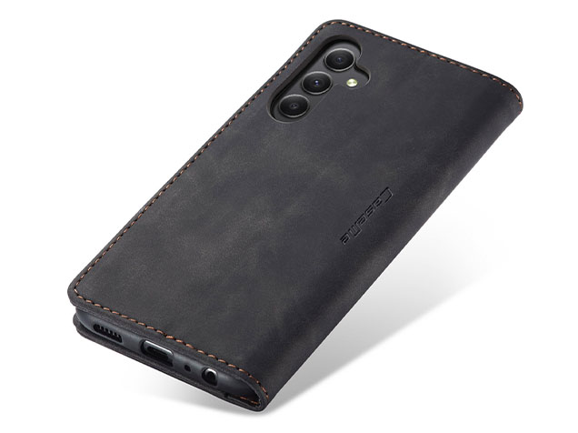 CaseMe Slim Synthetic Leather Wallet Case with Stand for Samsung Galaxy A15 - Charcoal
