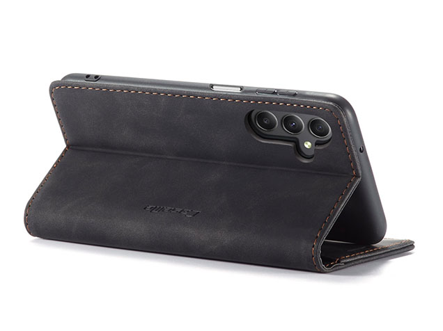 CaseMe Slim Synthetic Leather Wallet Case with Stand for Samsung Galaxy A15 - Charcoal