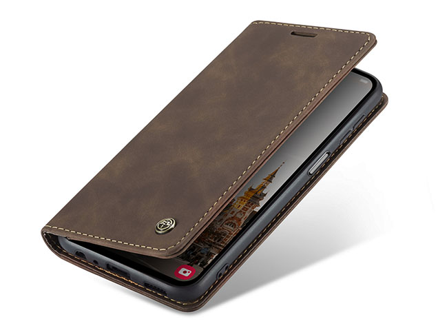 CaseMe Slim Synthetic Leather Wallet Case with Stand for Samsung Galaxy A15 - Chocolate Leather Wallet Case