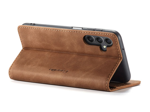 CaseMe Slim Synthetic Leather Wallet Case with Stand for Samsung Galaxy A15 - Tan