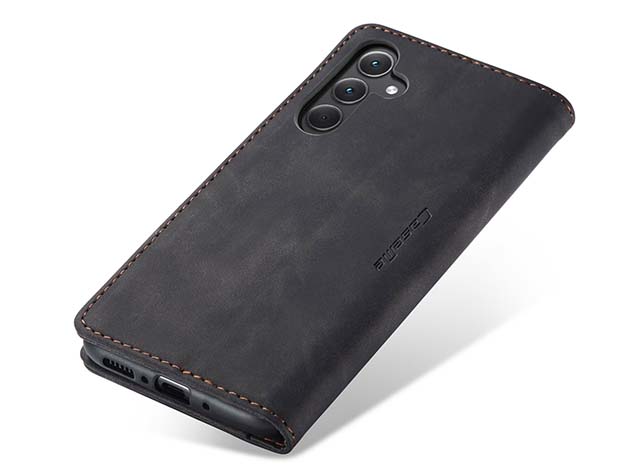 CaseMe Slim Synthetic Leather Wallet Case with Stand for Samsung Galaxy A35 - Charcoal