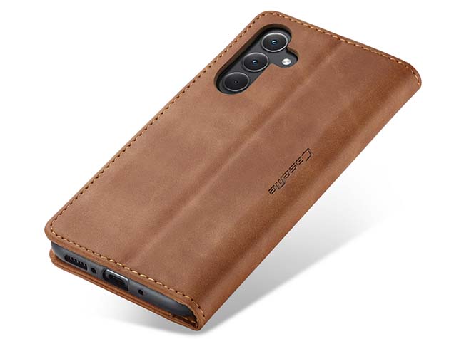 CaseMe Slim Synthetic Leather Wallet Case with Stand for Samsung Galaxy A35 - Tan