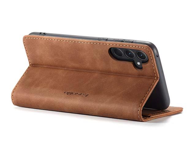 CaseMe Slim Synthetic Leather Wallet Case with Stand for Samsung Galaxy A35 - Tan