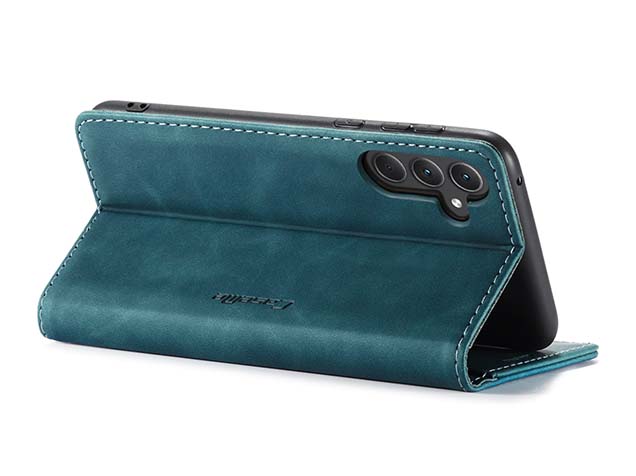 CaseMe Slim Synthetic Leather Wallet Case with Stand for Samsung Galaxy A55 - Teal