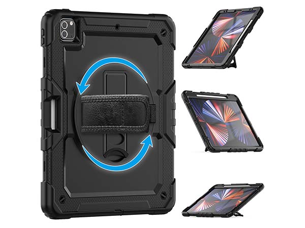Rugged Impact Case with Strap for iPad Pro 12.9 - 2020 (4th Gen) - Classic Black