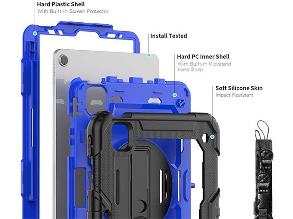 Rugged Impact Case with Strap for iPad Pro 11 - 2021 (3rd Gen) - Blue