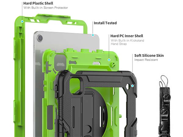 Rugged Impact Case with Strap for iPad Pro 11 - 2022 (4th Gen) - Green