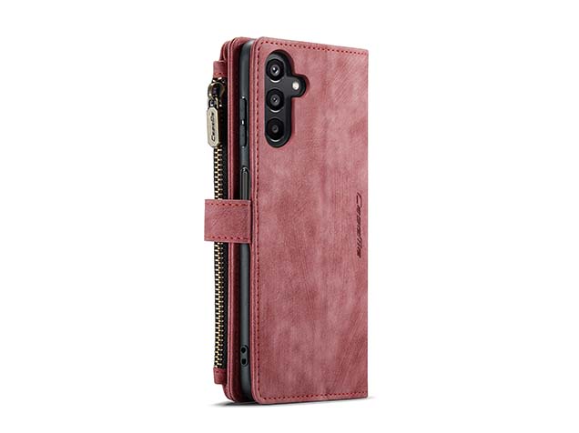 CaseMe Synthetic Leather Wallet Case with Zipper Pocket for Samsung Galaxy A15 - Blush