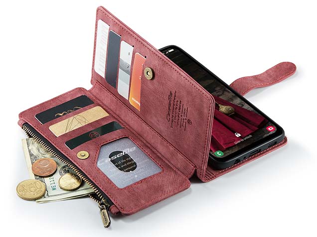 CaseMe Synthetic Leather Wallet Case with Zipper Pocket for Samsung Galaxy A15 - Blush