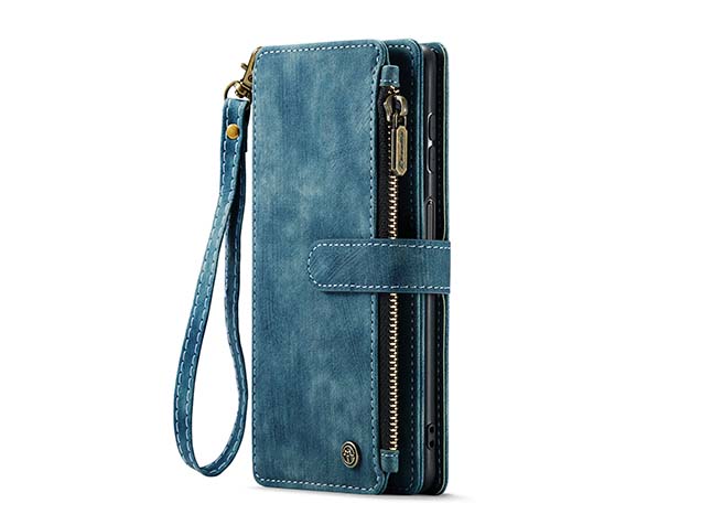 CaseMe Synthetic Leather Wallet Case with Zipper Pocket for Samsung Galaxy A35 - Teal