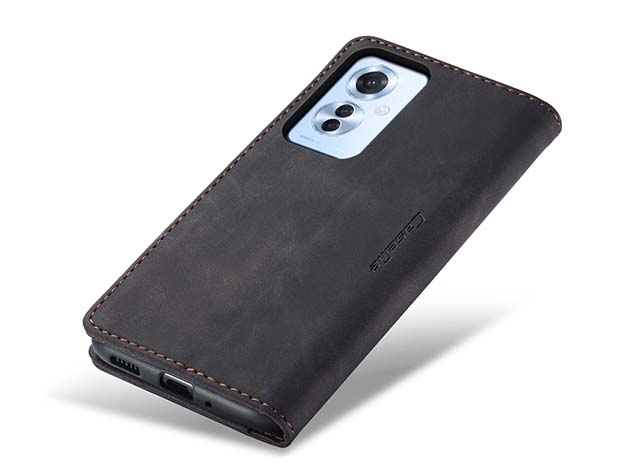 CaseMe Slim Synthetic Leather Wallet Case with Stand for OPPO Reno11 F 5G - Charcoal
