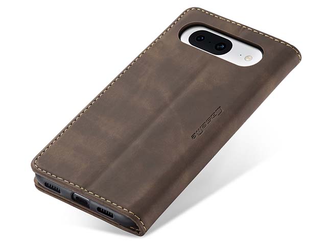 CaseMe Slim Synthetic Leather Wallet Case with Stand for Google Pixel 8a - Chocolate