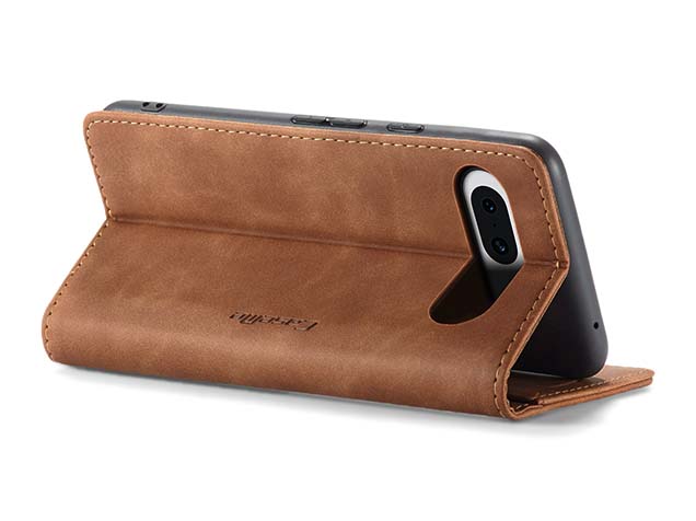 CaseMe Slim Synthetic Leather Wallet Case with Stand for Google Pixel 8a - Tan