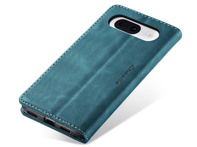 CaseMe Slim Synthetic Leather Wallet Case with Stand for Google Pixel 8a - Teal