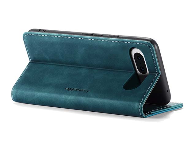CaseMe Slim Synthetic Leather Wallet Case with Stand for Google Pixel 8a - Teal