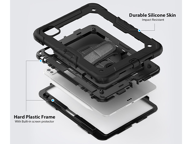 Rugged Impact Case with Strap for iPad Pro 11 (2024) - Classic Black
