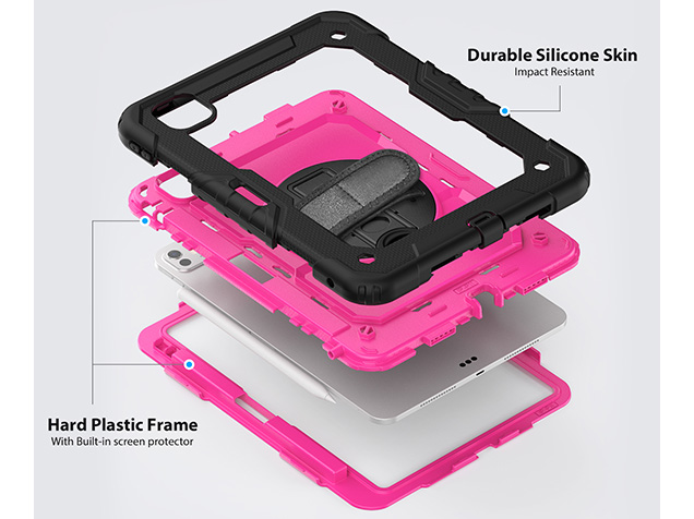 Rugged Impact Case with Strap for iPad Pro 11 (2024) - Pink