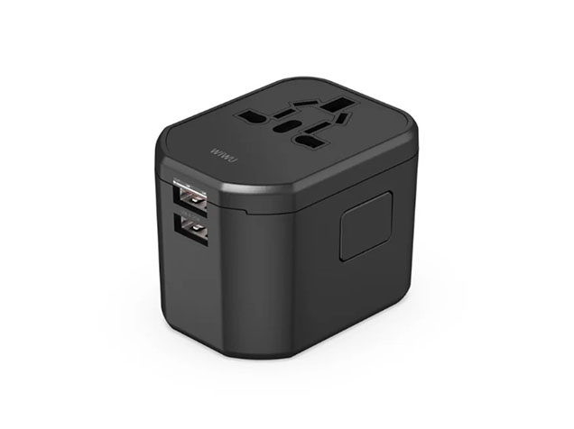 WiWU Universal Overseas Travel Adapter 2 USB-A - Black