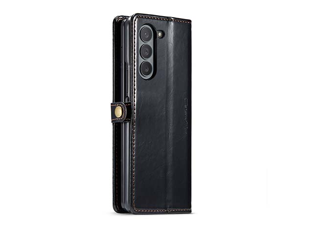 CaseMe Synthetic Leather Wallet Case with Stand for Galaxy Z Fold6 - Black