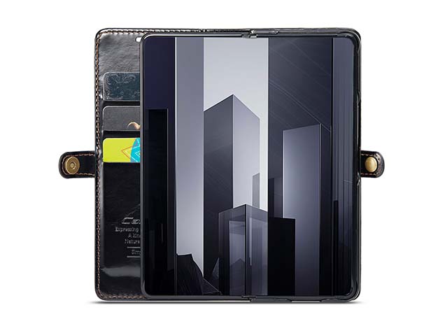 CaseMe Synthetic Leather Wallet Case with Stand for Galaxy Z Fold6 - Black