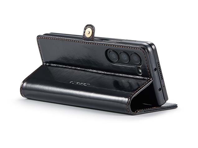 CaseMe Synthetic Leather Wallet Case with Stand for Galaxy Z Fold6 - Black