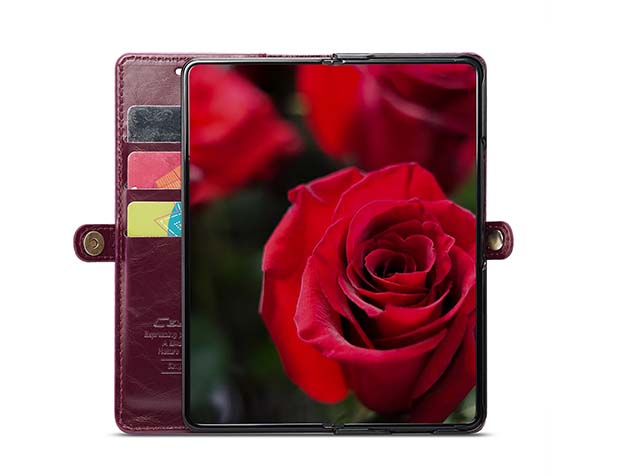 CaseMe Synthetic Leather Wallet Case with Stand for Galaxy Z Fold6 - Burgundy