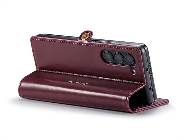 CaseMe Synthetic Leather Wallet Case with Stand for Galaxy Z Fold6 - Burgundy