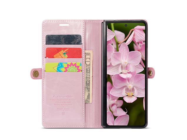 CaseMe Synthetic Leather Wallet Case with Stand for Galaxy Z Fold6 - Light Pink