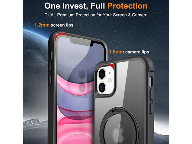 Magnetic Ring Stand Case for iPhone 11 - Smoky Black