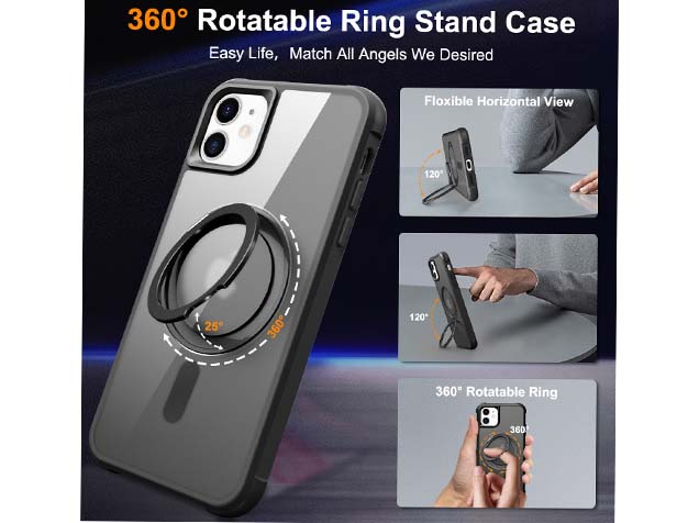 Magnetic Ring Stand Case for iPhone 11 - Smoky Black