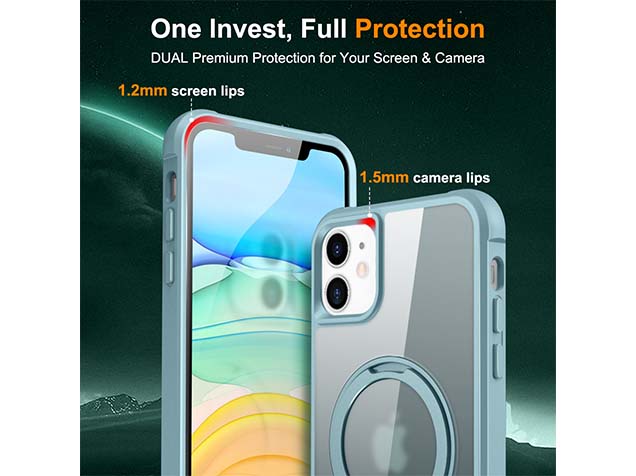 Magnetic Ring Stand Case for iPhone 11 - Ice Blue