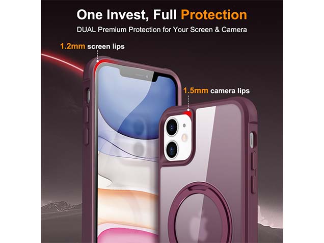 Magnetic Ring Stand Case for iPhone 11 - Burgundy