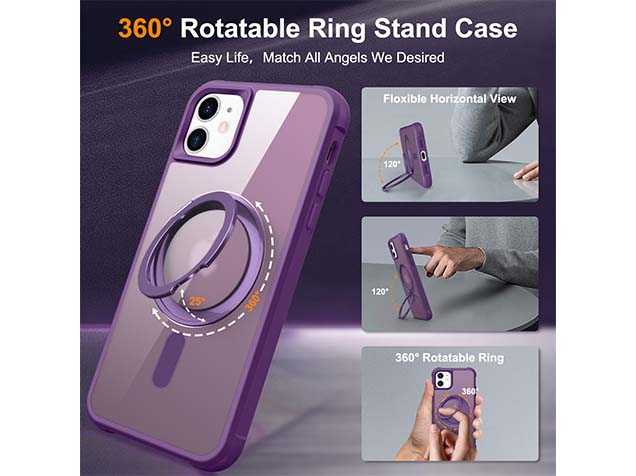 Magnetic Ring Stand Case for iPhone 11 - Purple