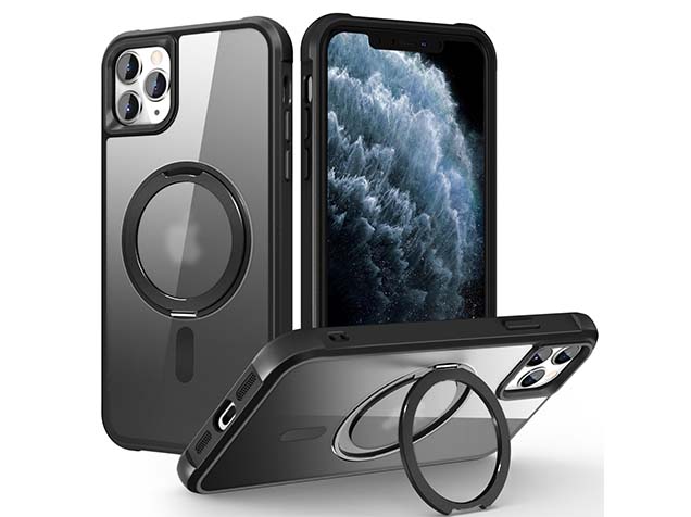 Magnetic Ring Stand Case for iPhone 11 Pro Max - Smoky Black Hard Case