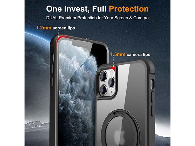 Magnetic Ring Stand Case for iPhone 11 Pro Max - Smoky Black