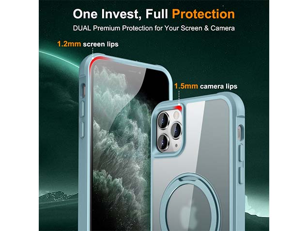 Magnetic Ring Stand Case for iPhone 11 Pro Max - Ice Blue