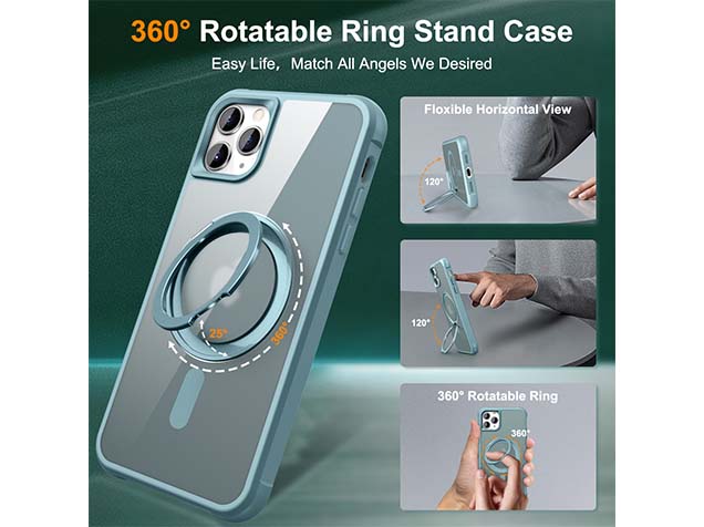 Magnetic Ring Stand Case for iPhone 11 Pro Max - Ice Blue