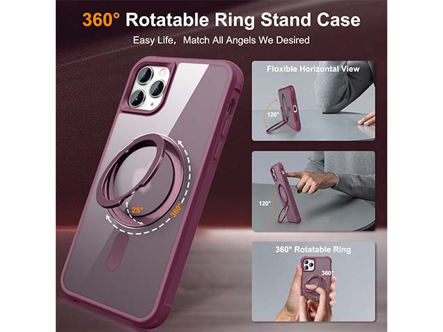 Magnetic Ring Stand Case for iPhone 11 Pro Max - Burgundy
