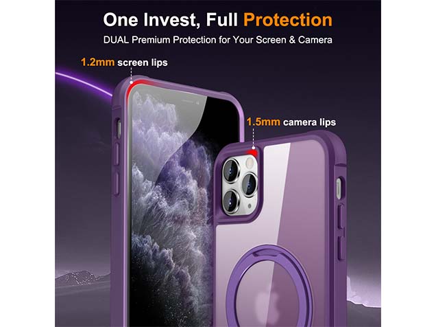 Magnetic Ring Stand Case for iPhone 11 Pro Max - Purple