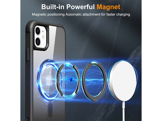 Magnetic Ring Stand Case for iPhone 12 - Smoky Black