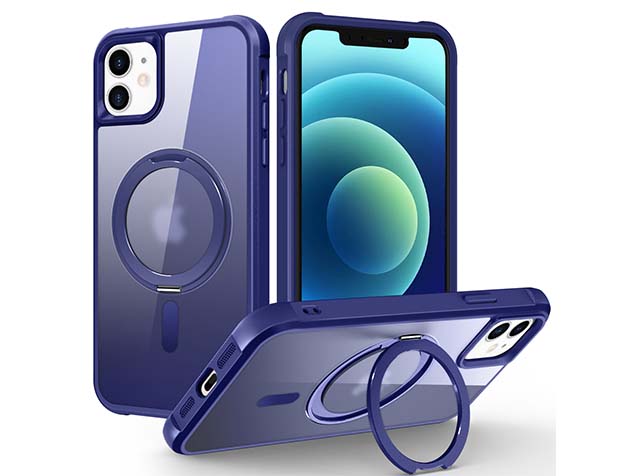 Magnetic Ring Stand Case for iPhone 12 - Cobolt Blue Hard Case