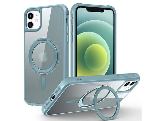 Magnetic Ring Stand Case for iPhone 12 - Ice Blue Hard Case