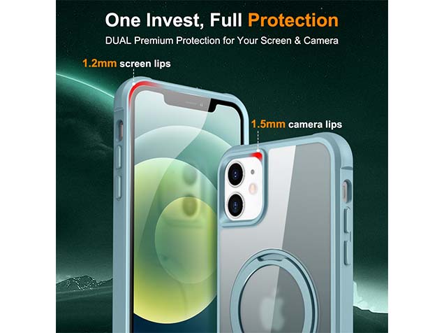 Magnetic Ring Stand Case for iPhone 12 - Ice Blue