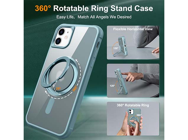 Magnetic Ring Stand Case for iPhone 12 - Ice Blue