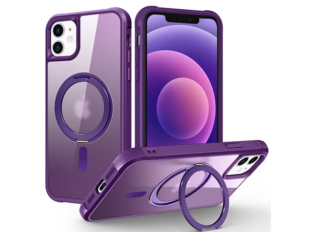 Magnetic Ring Stand Case for iPhone 12 - Purple Hard Case