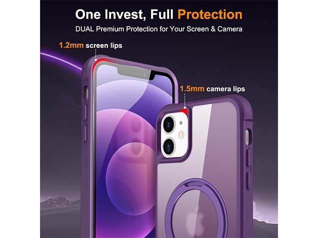 Magnetic Ring Stand Case for iPhone 12 - Purple