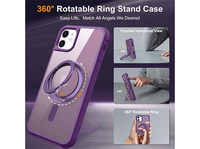 Magnetic Ring Stand Case for iPhone 12 - Purple
