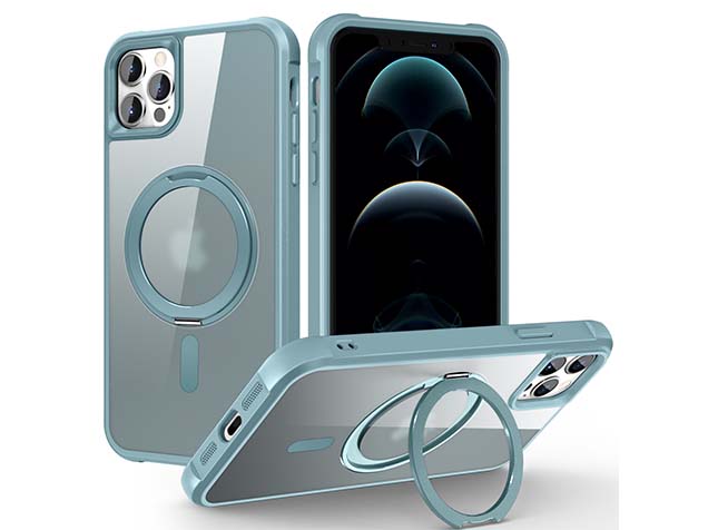 Magnetic Ring Stand Case for iPhone 12 Pro - Ice Blue Hard Case