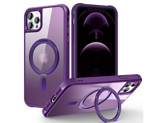 Magnetic Ring Stand Case for iPhone 12 Pro Max - Purple Hard Case
