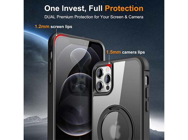 Magnetic Ring Stand Case for iPhone 12 Pro Max - Smoky Black